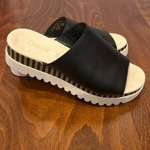 Gabor Women’s Striped Leather Black Slide